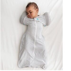 Love to Dream Gray and White Striped Sleep Sack